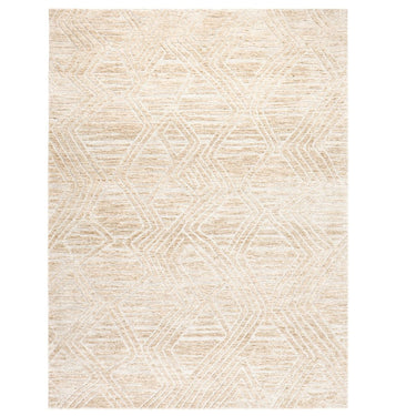 Xanadu area rug in Parchment with tribal geometric diamond pattern in cream and natural beige tones.