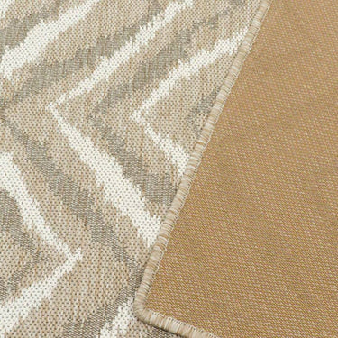 Close-up of the Zagzi Sand Rug detailed herringbone weave
