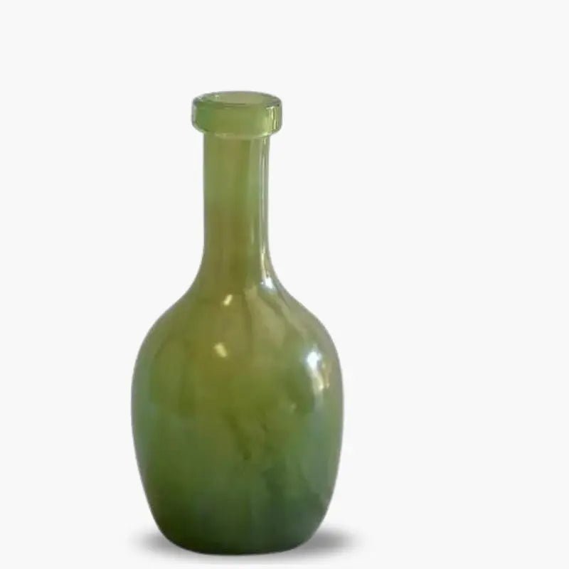 Green glass bottle vase