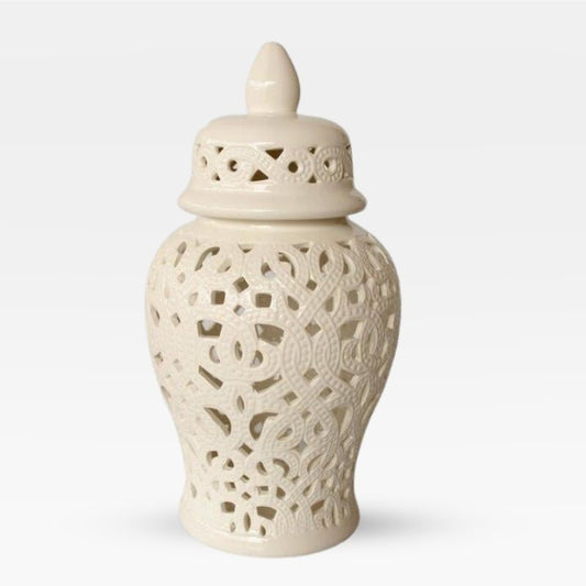 Braided Design White Ceramic Ginger Jar 47cm
