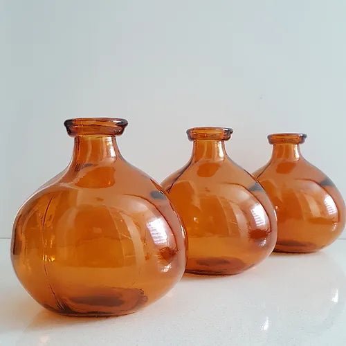 Small recycled glass vase orange