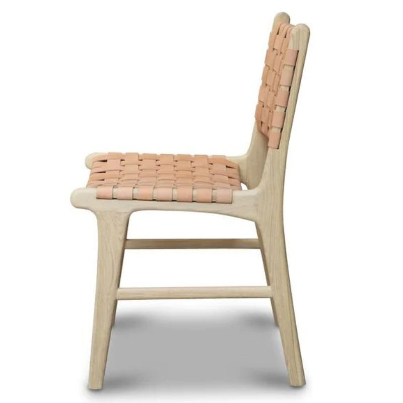 Numi Blush Woven Leather Dining Chair