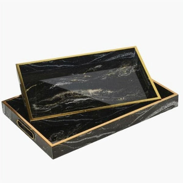 Marble Effect Rectangular Tray set of 2